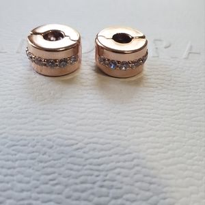 2 Pandora Sparkling Row Spacer Charms